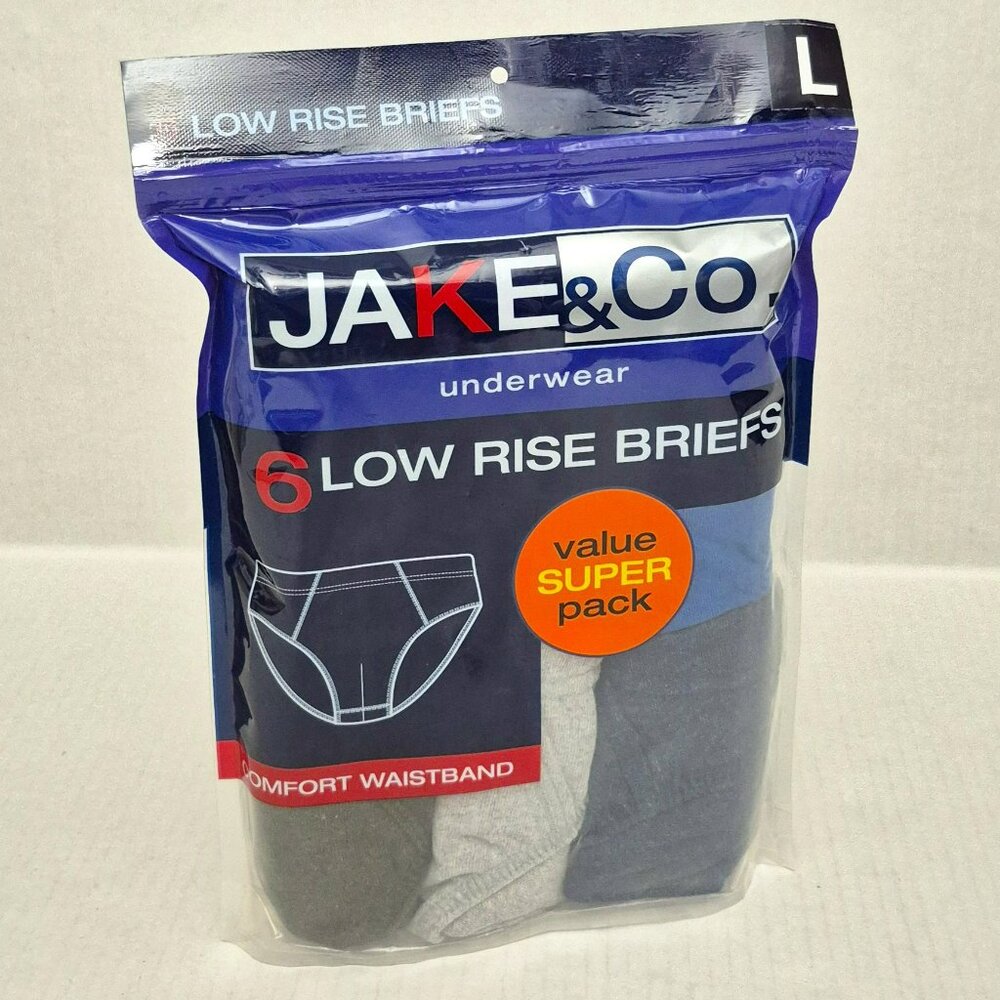 JAKE&CO Underwear Cotton Low Rise Briefs 6 Pack Black Grey Navy Men L , XL - Picture 2 of 5